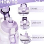 32 oz Sports Glass Water Bottle with Straw and Time Marker, Large Resuable Motivational Glass Drinking Bottle for Infused Water, Fruit, Smoothie, Coffee - Image 3