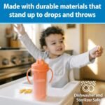 Dr. Brown's Milestones Insulated Sippy Cup with Straw and Handles, Spill-Proof Tumbler with Lid, Pink/Coral, 10 oz/300 mL, BPA-Free, 12m+, 2-Pack - Image 6