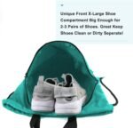 BeeGreen Drawstring Backpack Bag with Shoe Compartment, X-Large Black Gym Sports String Cinch Backpack - Image 4