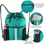 BeeGreen Drawstring Backpack Bag with Shoe Compartment, X-Large Black Gym Sports String Cinch Backpack - Image 5