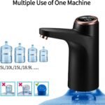 USB Rechargeable Electric Water Pump for 5 Gallon Bottle, Portable Water Dispenser Pump with 1200mAh Battery for Home Office Camping (Black) - Image 4