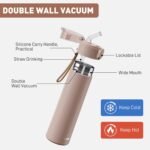 9oz Small Water Bottles with Straw, Mini Water Bottle with One-Hand Open Design, Leak-Proof Locking Lid for Hot&Cold Drinks, Small Travel Water Bottle - 100% Leakproof for School, Travel...(Mocha) - Image 4