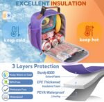 Genteen Kids Lunch Box Lunch bag for Kids Girls Teen,Insulated Lunch Bag with Bottle Holder,Small Lunch Box Cooler Lightweight Reusable LunchBox for Work Office School Travel Picnic-Purple - Image 5