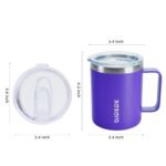 BJPKPK 2 pcs Insulated Coffee Mug, 14oz Insulated Tumbler with Lid, Stainless Steel Coffee Cups with Splash Proof Lid-Purple - Image 4