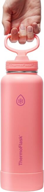 ThermoFlask 40 oz Double Wall Vacuum Insulated Stainless Steel Water Bottle with Straw Lid, Sunkissed Coral - Image 5
