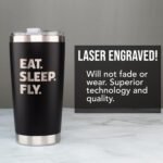 JENVIO Pilot Gifts | 20oz Laser Etched Stainless Steel Travel Tumbler Mug 2 Lids 2 Straws Gift Box and Card Included | Aviation Flight Attendant Airplane Decor Men Christmas - Image 3