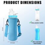 2 Pcs Neoprene Water Bottle Sleeve for Cirkul Water Bottle 32 Oz, Carrier With Strap for Cirkul, Insulated Sleeve for Plastic & Stainless Steel Bottles Black/Blue - Image 3