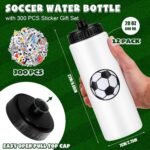 DI QIU REN 12 PCS Soccer Water Bottle Bulk with 300 PCS Stickers, 20 OZ Plastic Reusable Soccer Water Bottles for Boys, Squeeze Water Bottles Sports for Team, Sports Bottles Squeeze for Gym - Image 3
