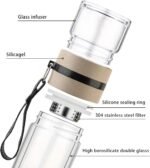 Tea Infuser Bottle - Double Wall Borosilicate Glass Tea Mug with Stainless Steel Filter - Tea Tumbler with Tea Diffuser - Portable Travel Tea Mug (Transparent) - Image 3