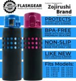 Protect & Go Silicone Sleeve Cover Compatible with Zojirushi Brand Insulated Vacuum Thermos Water Bottle (Black, 16 oz / .48 Litre) - Image 3