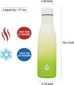 BJPKPK Insulated Water Bottle 17oz Stainless Steel Water Bottles Dishwasher Safe Reusable Metal Thermal Keep Cold and Hot,Elegant Green - Image 3