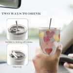 Valentine's Day Pink and Gold Heart 20oz Travel Coffee Mug Tumbler, Valentine's Day Gifts for Her Wife Girlfriend Women, Romantic Heart Stainless Steel Tumbler with Lid and Straw - Image 6