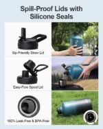 One Gallon Water Bottle,128oz Insulated Flask Stainless Steel Vacuum, Cold for 48 Hrs,BPA-Free & Leakproof -with Paracord Handle,Strap,Straw Spout Lids,Large Jug for Gym Sports,Indigo Black - Image 4