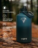 One Gallon Water Bottle,128oz Insulated Flask Stainless Steel Vacuum, Cold for 48 Hrs,BPA-Free & Leakproof -with Paracord Handle,Strap,Straw Spout Lids,Large Jug for Gym Sports,Indigo Black - Image 6