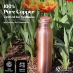 Pure Copper Water Bottle – 34Oz (1000 ml) – Handcrafted Smooth Finish Design, Leak-Proof – 100% Pure Copper Ayurvedic Metal Water Bottle for Benefits & Wellness - Image 5