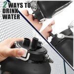 Large Glass Water Bottles with Stainless Steel Handle,100 oz Gallon Drinking Bottle with 2-in-1 Straw Lid,3 Liter Glass Water Jug with Silicone Sleeve,Wide Mouth,Black - Image 4