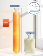 Hot Water Bottle with Cover, 2L Rubber Hot Water Bag with Soft Cover (2 Liter), for Cramps, Compress Pain Relief, Removable Hot Cold Pack Valentine's Day Gifts (Beige) - Image 4