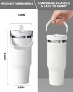 30 oz sublimation Blank Tumbler with Handle and Flip Straw, Stainless Steel Vacuum Insulated Water Bottle Travel Mug Thermal Cup for Home, Office, Car, Outdoors, Sports (white-10p) - Image 3