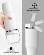 30 oz sublimation Blank Tumbler with Handle and Flip Straw, Stainless Steel Vacuum Insulated Water Bottle Travel Mug Thermal Cup for Home, Office, Car, Outdoors, Sports (white-10p) - Image 5