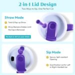 40 oz Tumbler with Handle and Straw | Leak Proof Insulated Stainless Steel Water Bottle Travel Mug Fits in Cup Holder | Keeps Cold Hot | Gifts for Women Men Him Her (Violet, 40 oz) - Image 4