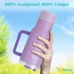 40 oz Tumbler with Handle and Straw | Leak Proof Insulated Stainless Steel Water Bottle Travel Mug Fits in Cup Holder | Keeps Cold Hot | Gifts for Women Men Him Her (Violet, 40 oz) - Image 5