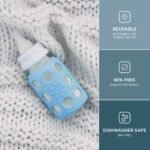 Lifefactory 4-Oz Glass Baby Bottle with Protective Silicone Sleeve and Stage 1 Nipple Sky Blue - Image 3
