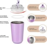 Puraville Insulated Tumblers with Lid, 14 oz Travel Coffee Mug Stainless Steel Vacuum Cup, Leak Proof Reusable Double Walled Coffee Tumbler for Iced and Hot Drinks, Lilac - Image 5