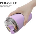 Puraville Insulated Tumblers with Lid, 14 oz Travel Coffee Mug Stainless Steel Vacuum Cup, Leak Proof Reusable Double Walled Coffee Tumbler for Iced and Hot Drinks, Lilac - Image 7