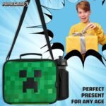 Minecraft Insulated Lunch Bag for Kids Creeper Lunchbox for Boys School Supplies Food Carrier Snacks Picnic Beach Days Travel Gamer Gifts for Kids (Green) - Image 5