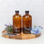 Cornucopia Brands 16oz Amber Glass Bottles with Reusable Chalk Labels and Lids (Pack of 2) Refillable Brown Boston Round Bottles, with Black 28-400 Caps - Image 3