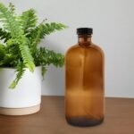 Cornucopia Brands 16oz Amber Glass Bottles with Reusable Chalk Labels and Lids (Pack of 2) Refillable Brown Boston Round Bottles, with Black 28-400 Caps - Image 5