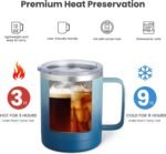 MEWAY 12oz Coffee Mug With Handle 2 Pack Bulk,Stainless Steel Insulated Travel Tumblers With Sliding Lid,Double Wall Vacuum Camping Cup for Hot & Cold Drinks Tea (Bubble Gum&Blue Waves,Set of 2) - Image 3