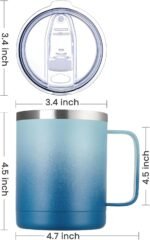 MEWAY 12oz Coffee Mug With Handle 2 Pack Bulk,Stainless Steel Insulated Travel Tumblers With Sliding Lid,Double Wall Vacuum Camping Cup for Hot & Cold Drinks Tea (Bubble Gum&Blue Waves,Set of 2) - Image 5
