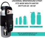 Gym Water Bottle Pouch, Waterproof Neoprene Sleeve with Accessory Pockets for Cell Phone, Airpods, Cards, Keychain Carabiner, Bottle Holder for Workout, Hiking, and More, Fits 18-40 oz Bottles - Image 3