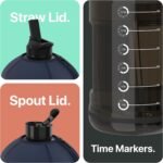 Hydro Gallon® - 1 Gallon Water Bottle Jug with Insulated Sleeve and Straw Lid, Handle, Time Marker, Pocket, Shoulder Strap. Daily Intake Leakproof BPA free Large Big Bottle. 128oz (Navy Blue) - Image 5