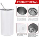 JYLJINGYULI 4 Pack 12 oz Sublimation Tumblers Blanks, 12oz Sublimation Tumbler Cups Blank Bulk, Straight Skinny Insulated Cup Stainless Steel Water Bottle with Lid and Straw for Craft DIY - Image 4