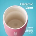 CHAKO LAB Ceramic Insulated Stainless Steel Water Bottle with Two Strap | BPA-Free Leak Proof | 17oz Bottle with Spout Lid & Straw | Peach - Image 4