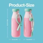 CHAKO LAB Ceramic Insulated Stainless Steel Water Bottle with Two Strap | BPA-Free Leak Proof | 17oz Bottle with Spout Lid & Straw | Peach - Image 5