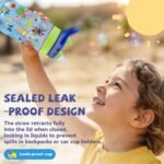 14oz Kids Water Bottle with Straw - Ladybug Water Bottle For School Leakproof Lightweight Durable Plastic Bottles with Straw for Kids Travel, Gift Cup for Children, Pop-Up Spout Cover(Insect) - Image 7