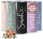 Fleur&Bay Personalized Tumbler with Lid & Straw - Customize Tumblers with Names, Bridesmaid Gifts for Wedding, Bachelorette & Bridal Party - Hot & Cold Drink Insulated Travel Mug - 20 oz, Black - Image 6