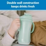 Dr. Brown's Milestones Insulated Sippy Cup with Straw and Handles, Spill-Proof Tumbler with Lid, 2-Pack, Green, 10 oz/300 mL, BPA Free, 12m+ - Image 4