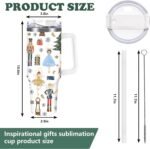 JarThenaAMCS Christmas Tumbler with Lid Straw 40 Oz Cartoon Nutcracker Stainless Steel Travel Tumbler Cup with Handle for Xmas Winter Iced Coffee Party Favor - Image 3