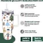 JarThenaAMCS Christmas Tumbler with Lid Straw 40 Oz Cartoon Nutcracker Stainless Steel Travel Tumbler Cup with Handle for Xmas Winter Iced Coffee Party Favor - Image 4