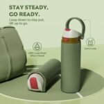 POWCAN 24 oz Insulated Water Bottle for Men: 2-in-1 Push-Button Spout & Quick-Flip Straw, Leakproof, Cold 24Hrs, Fits Car Cup Holder, Stainless Sports Bottle for Travel, Camping, Gift (Hunter Crest) - Image 4