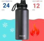 DRINCO Stainless Steel Water Bottle Spout Lid Vacuum Insulated Double Wall Water Bottle USA Flag Military Veteran (32oz Thin Blue Black, 32oz) - Image 5