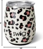 Swig Life 14oz Stemless Wine Cup, Insulated Wine Tumbler with Lid, Stainless Steel Travel Tumbler (Luxy Leopard) - Image 7
