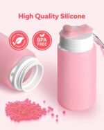 Collapsible Water Bottle, Portable Folding Bottle & Water Bottle with Clip for Backpack, Foldable Water Bottle BPA Free, Sport Bottle Water Squeeze Collapble Watterbottles (Pink) - Image 3