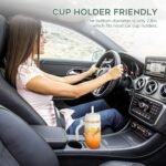 Nefeeko 32oz Glass Tumbler with Lid, Straw & Handle, Lead-Free Wide Mouth Drinking Cup for Iced Coffee, Smoothie, Water-Perfect for Office, Home, Driving & Gifts, Fits in Cup Holder (White) - Image 4