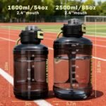 Buylorco 85oz Water Bottle Large Gallon Water Jug with Handle and 2 in 1 Flip-top Lid - Straw and Wide Mouth Drinking Hole BPA Free Perfect for Outdoor Sports, Gym, Camping (Black, 85oz) - Image 3