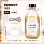 8 OZ Glass Bottles with Lids, 24 Pack Leakproof Glass Bottles for Vanilla extract Homemade, Food Storage, Juice, Essential Oils, Hot Sauce, Syrup, Beans, Boston Round Clear lab dispensing bottles - Image 3
